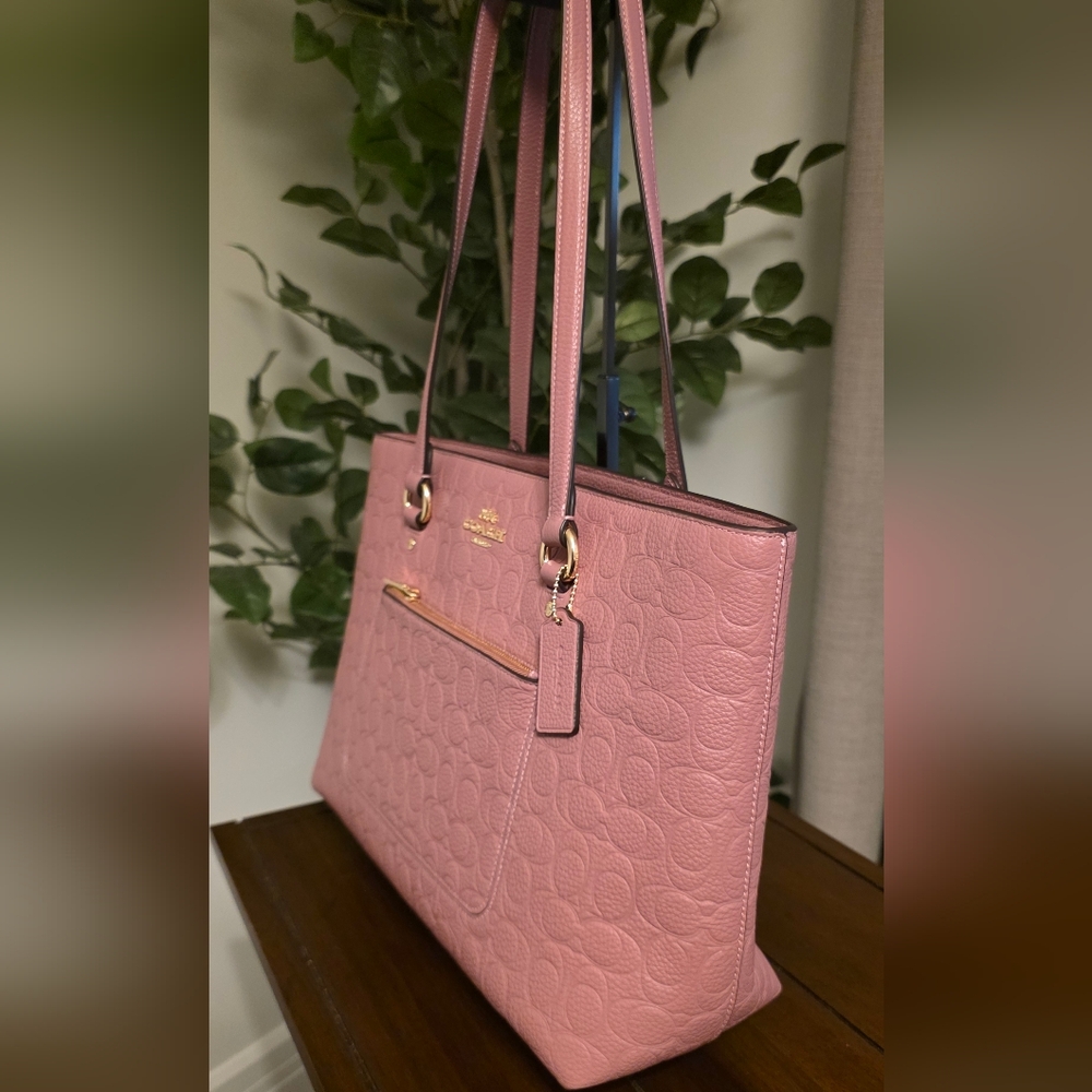 Coach Station Tote Bag In Signature Leather PEONY Gold CDL99 - Picture 3 of 8
